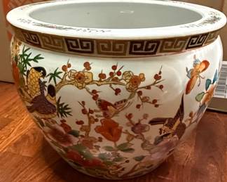 Vintage Chinese Famille Rose Porcelain Fish Bowl Planter