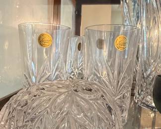 Cristal dArques Masquerade Lead Crystal Tumblers and Covered Dish
