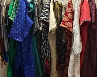 Collection of Vintage South Asian Kurtas, Tunics, and Saris