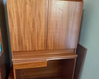 Vintage Danish Teak Secretary Desk with Hutch