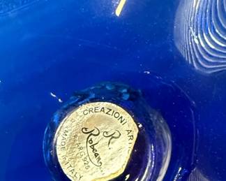 J. Robean Cobalt Blue Glass and Sterling Silver Centerpiece Bowl fourth image