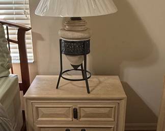 Vintage Urn Table Lamp with Wrought Iron Base