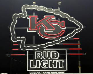 KC Chiefs Bud Light Neon Sign, Approx 31" x 35"
