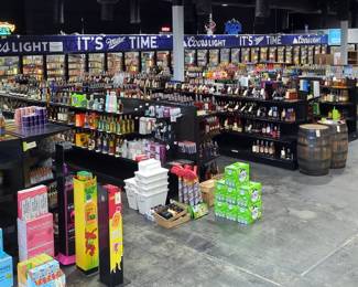 Walk-In 43-Door Lighted Cooler, Includes Some Shelving Inside Cooler, Contents Of Alcohol NOT Included, Measures Approx 88.10' x 24.2', Requires Rooftop Access For Refridgeration Unit