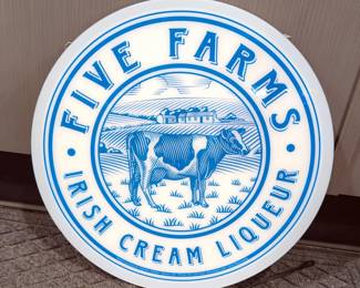 Five Farms Irish Cream Liqueur LED Sign, 19.75", Powers On, In Original Box