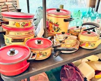 Holt Howard fruit festival enamel ware cookware set