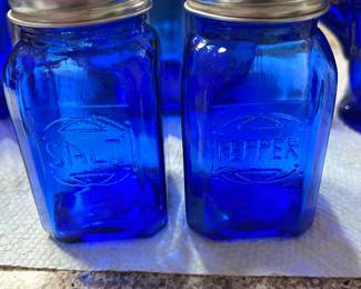 Cobalt salt and pepper shakers
