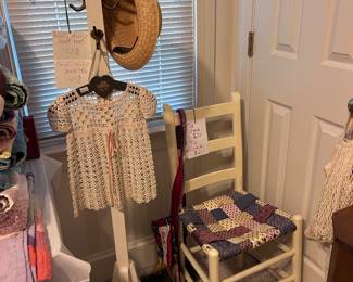 Vtg baby doll dresses and chair