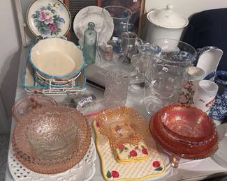 Pink depression and carnival dishes