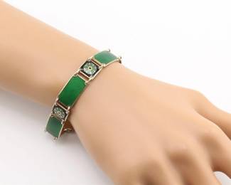 Norway David Anderson 925 Green Enameled Bracelet