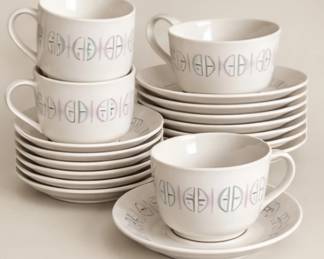 White cup and saucer set. We prefer to sell as a complete matching set to someone. 