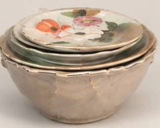 Ceramic serving bowl with plates. Not a set, sold separately.