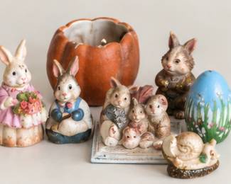 Ceramic Easter decorations. All sold separately.