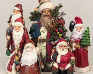 Assorted traditional Santa figurines. These are not a set.