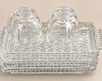 Glass snack trays with matching cups