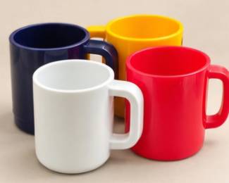 Assorted colorful mugs