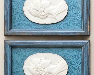 Pair of framed cameo-style wall plaques-we prefer to sell these as a set