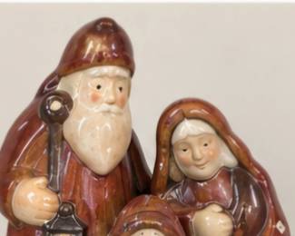 Rustic ceramic holiday family figurines