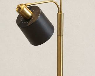 Brass floor lamp with adjustable black shade