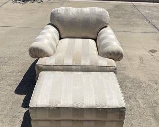 White Fabric Chair with Ottoman