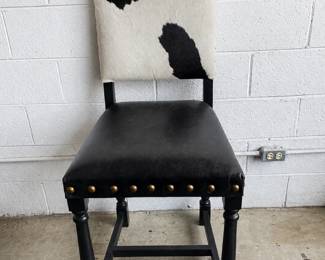 Cowhide Black and White Stool