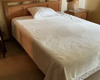 Queen headboard, mattress and box spring, plus nightstand.florida International furniture.  Presale $175. Night stand $58