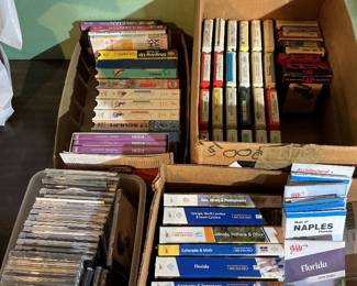 CDs, vhs and tapes