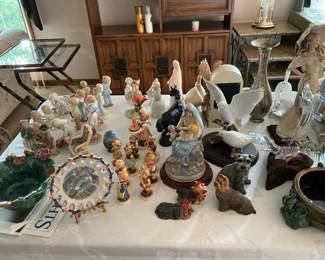 Hummels and Lladros plus other decorative pieces