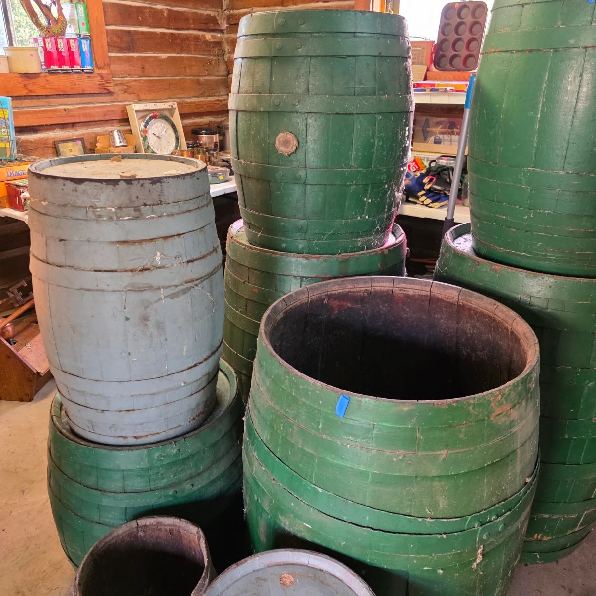 Primitive Wooden Wine Barrels
