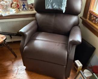Brown leather reclining chair