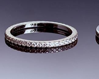 Lot of 2 Sterling Silver & CZ Eternity Stacking Bands - Size 8 - 925