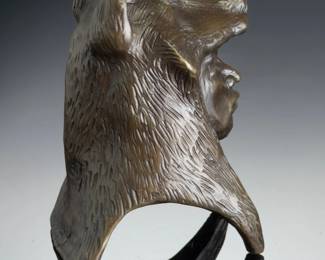 Harvey Pratt Signed Bronze "Wolf Clan Headdress" Native American Sculpture 3/30
