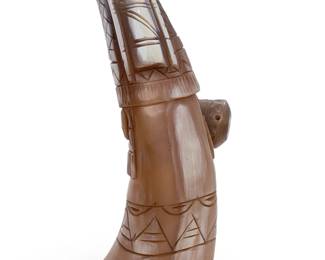Vintage Native American Style Carved Horn Sculpture Dual Sided Folk Art Figure