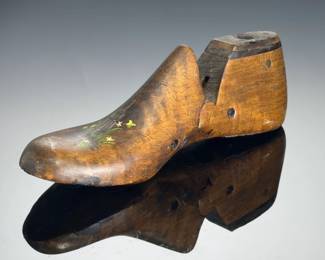 Antique Wooden Shoe Last Folk Art Recipe Holder | Hand-Painted Butter Churn