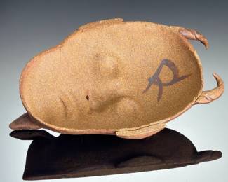 Renee Archambeau Signed Studio Pottery Ceramic Devil Horned Mask Wall Art