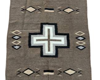 Vintage Southwest Hand-Woven Wool Rug - Zapotec Navajo Style Cross Runner