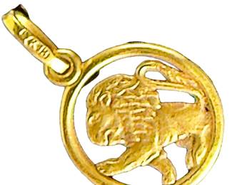18k Yellow Gold Lion Pendant Vintage Leo Zodiac Charm 1.06g