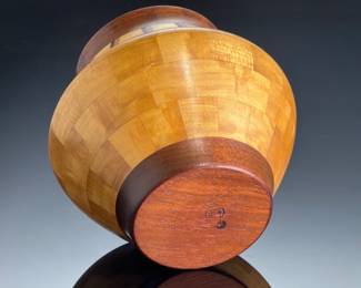 Rick Robinson Segmented Studio Art Wood Vessel - 115 Piece Exotic Wood Vase