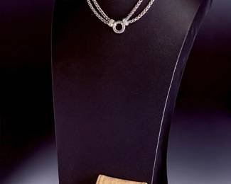 David Yurman Sterling Silver Diamond Double Strand Wheat Chain Necklace 16"