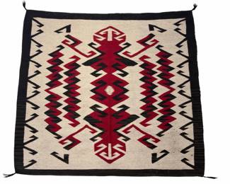 Vintage Ganado Navajo Rug Handwoven Wool Textile c. 1930s Geometric Art
