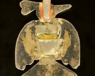 Vintage Zuni Sterling Silver Multi-Stone Inlay Thunderbird Pendant 30g