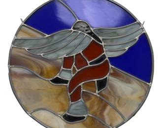 Native American Style Winged Kachina Eagle Dancer Stained Glass Panel 12"