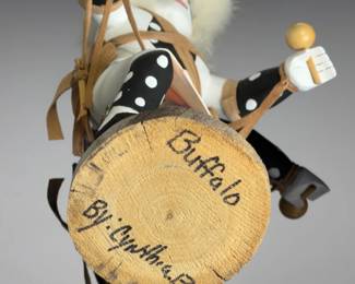 Navajo Buffalo Kachina Doll Signed Cynthia B Hand Carved Native American Art