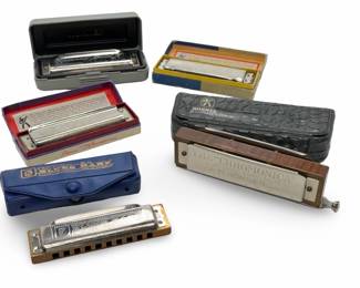 Vintage Hohner Harmonica Lot of 5 - Chromonica 260, Special 20, Marine Band