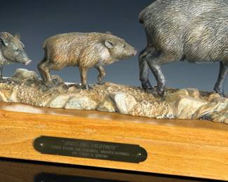 Todd Swaim Javelina Highway Ltd Ed 2/35 Bronze Wildlife Sculpture
