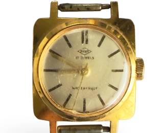 Vintage Pery 17 Jewel Swiss Mid-Century Gold-Tone Watch