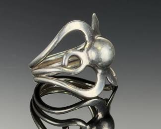 Vintage Navajo Sterling Silver Openwork Dome Ring Size 7.25 Native American