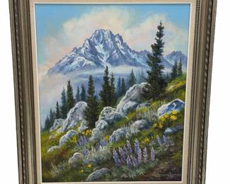 Joanne Hennes Original Oil Painting "Summer Splendor" Mountain Landscape Wildflowers