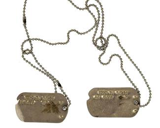US Military Dog Tags 1947 Pete E. Davis Post-WWII Notched ID Tags with Chain