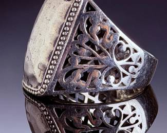 Silpada Hammered Sterling Silver Shield Ring Size 8.75 Filigree Band 925 India